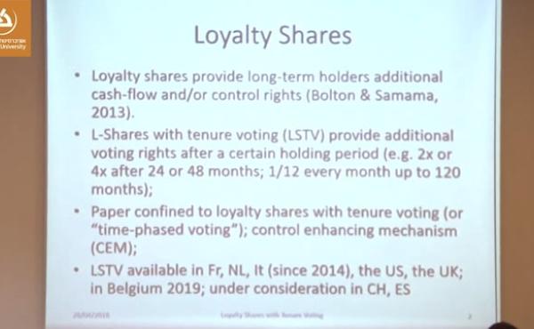 Loyalty Shares with Tenure Voting - a Coasian bargain- Evidence from the Loi Florange Experiment Marco Becht (Université libre